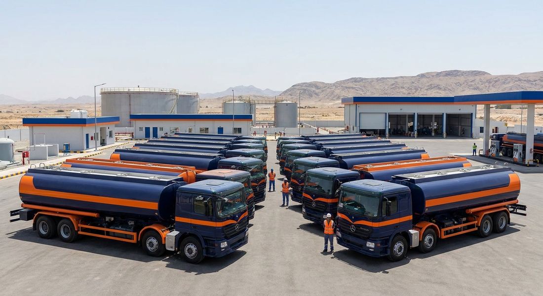 FPL fuel tanker fleet at a logistics depot